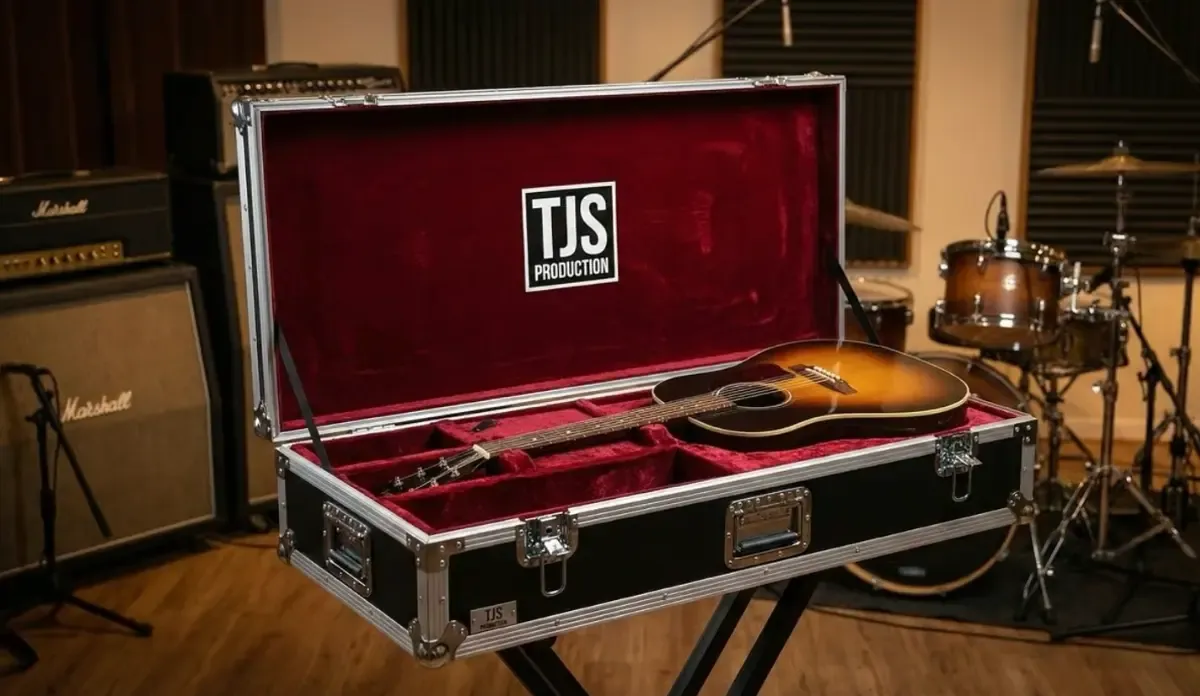 Hardcase gitar dengan pelapis interior lembut