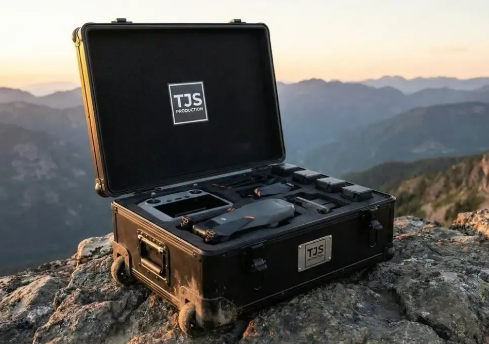Hardcase custom untuk drone dan perlengkapannya dibawa ke lokasi lapangan