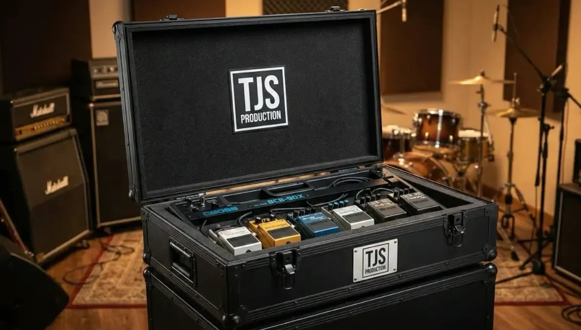 Case custom untuk pedalboard gitar yang bisa dipakai langsung dari dalam case